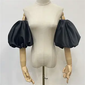 Black Detachable Sleeves, Satin Sleeves, Off-the-shoulder Puffy Sleeves, Elegant Wedding Dress Accessories, Bridal Separates Comfort Lace