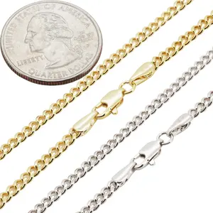 14k Yellow/White Gold Filled 3mm Miami Cuban Link Chain Necklace 20”-24”