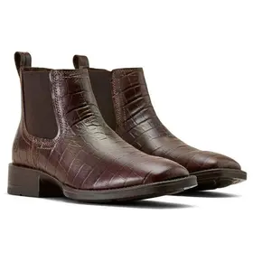 Men's Ariat Booker Chelsea Wide Square Toe Western Boot - Chocolate Croc Print