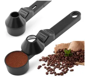 Reusable K Cups Refillable Coffee Pods Coffees Measuring Spoon Easy Slide Scoop with Funnel for Ground Coffees, Protein Powder, Tea(COLOR:black)