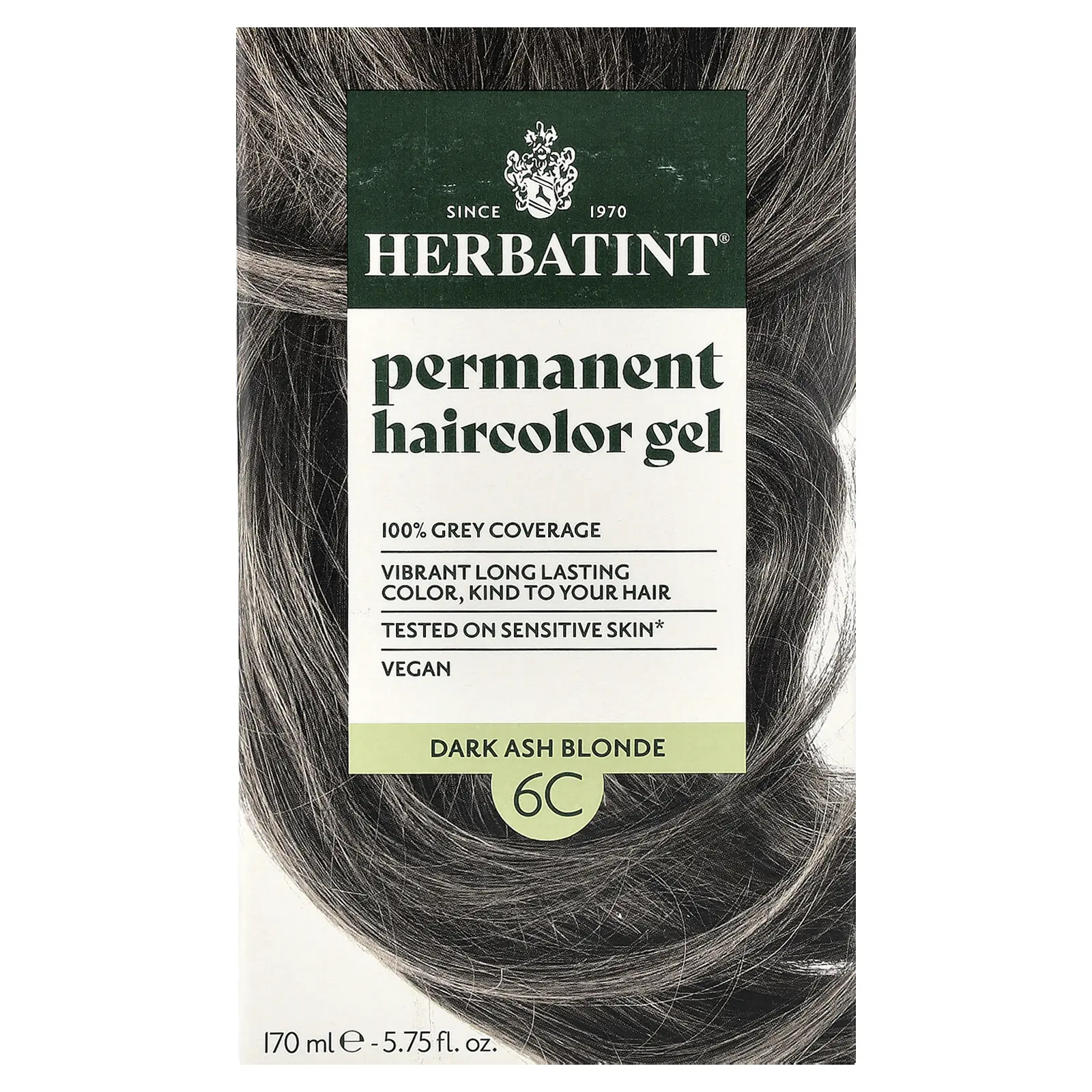 Herbatint Permanent Haircolor Gel, 6C Dark Ash Blonde, 5.75 fl oz (170 ml)