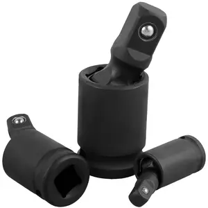 3 Counts Impact Universal Joint Swivel Socket Set Professional Swivel Socket Adapter 3/8inch 1/2inch 1/4inch 360° Rotatable Joint Socket Adapter Cr-Mo for Electric Wrench Ratchet Wrench