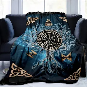 Viking Tree Of Life Blanket, Soft And Comfortable Flannel Blanket, Christmas Gift Blanket, Birthday Gift Blanket, Bedroom Decoration Blanket