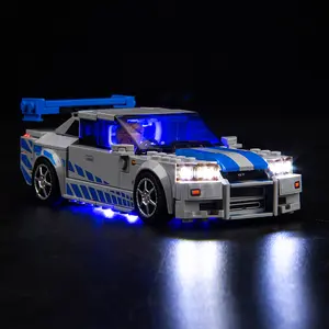 BrickBling LED Light Kit for Lego Speed Champions Fast & Furious Nissan Skyline GT-R (R34) Toy Car Building Set, Blue Underglow Lights for Lego 76917,Birthday, holiday, gift (No building blocks, just lights)