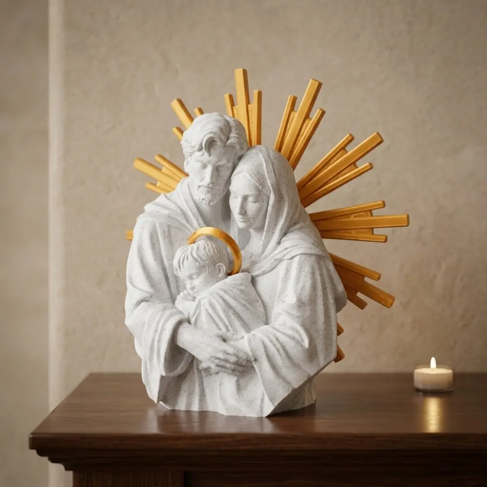 Modern Decorative Holy Family Statue - Catholic Religious Ornament, Christian Home Decor Gift for Catholic Believers