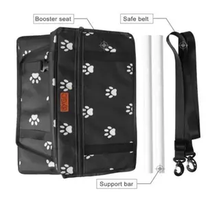 Pet Dog Booster Seat, with Upgrade Support Rod, Small and Medium Pets Breathable Seat Covers Car Seat