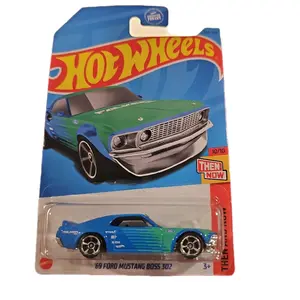Hot Wheels '69 Ford Mustang Boss 302 Falken Diecast Car 10/10 Then & Now Series Blue Green Edition