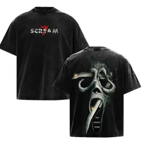 Scream 7 Ghostface Graphic T-Shirt, Hoodie or Sweatshirt – Vintage Washed Horror Oversized Streetwear in Premium Heavyweight Cotton with Bold Double-Sided Print
