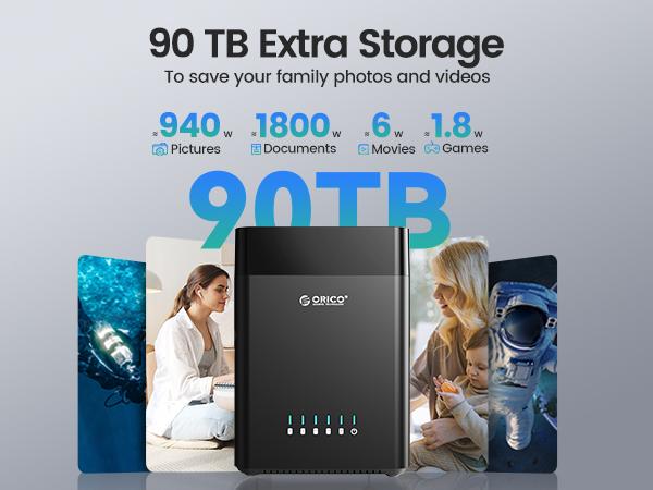 ORICO 5 Bay Hard Drive Enclosure USB C/A to SATA Magnetic Tool-Free External HDD Docking Station Case with 12V/6.5A Power Adapter for Family Storage Supports 2.5/3.5 inch Drives Max 110TB (5x22TB) - DS500, Linux, Usb 3.0, Independent Bracket, Transfer Spe