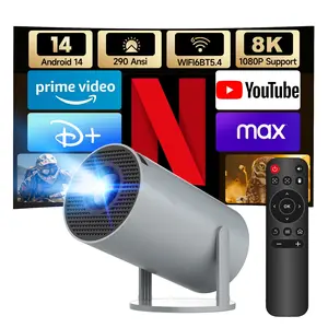 Portable HY300Pro+ Projector Android 14 290ANSI Lumens 8K Decoding Built-in Speaker Allwinner H726 with 5.8G&2.4G WiFi 6 & BT 5.4 720P Full HD for Audio Bluetooth Mini Outdoor Gaming Home Theater