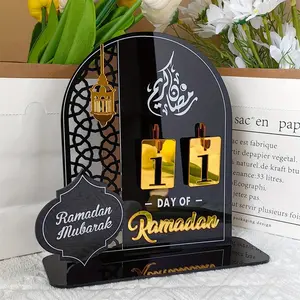 Ramadan Acrylic Countdown Calendar - Tabletop Eid Mubarak Advent Decor for Home & Indoor Ramadan/Eid Celebrations