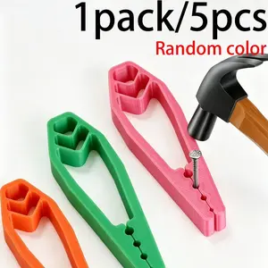 5-Pack Safety Nail Holder, Multi-Slot Plastic Clamp for Woodworking, DIY Home Repair, Durable Finger Protection Tool, Father's Day Gift