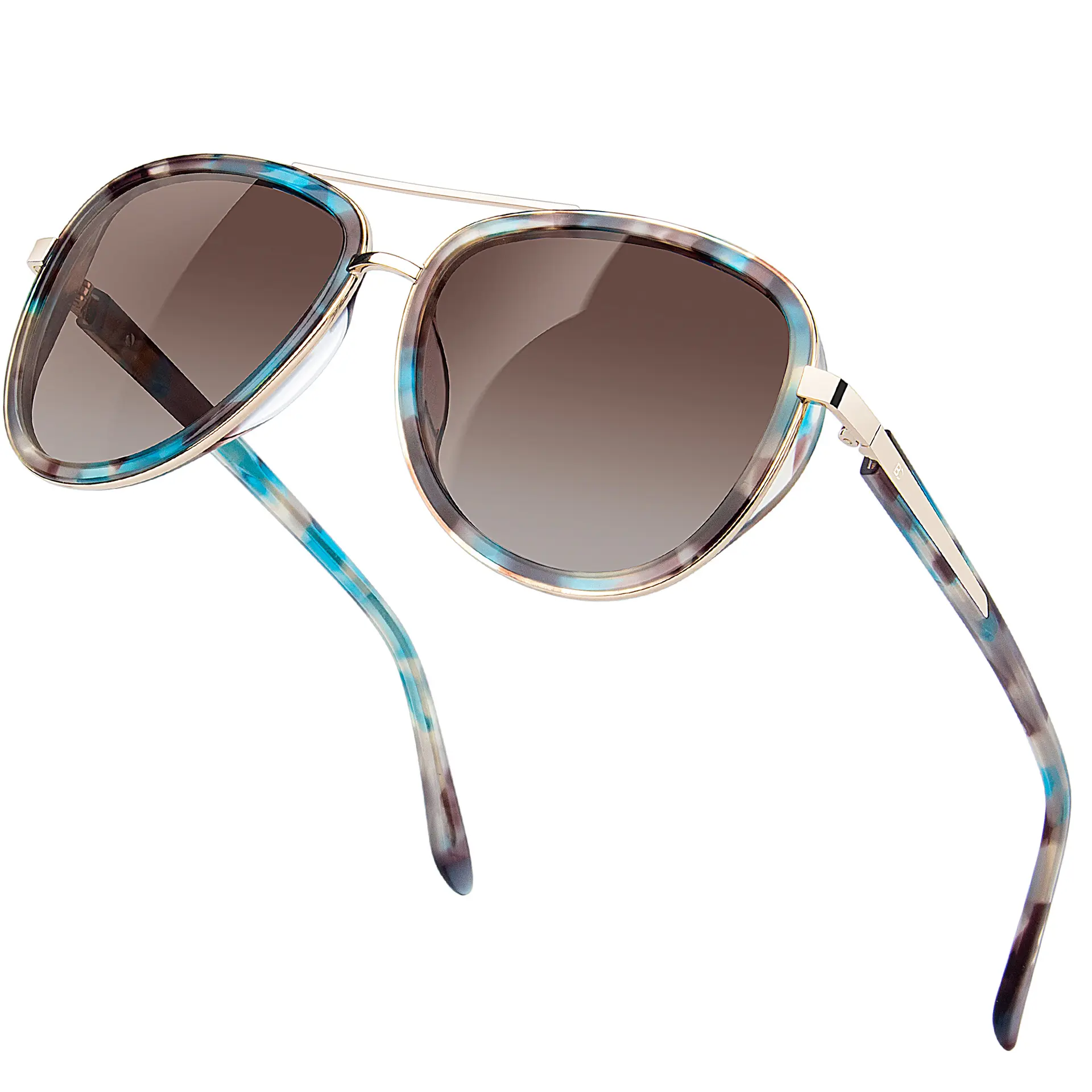 Polarized Sunglasses for Women UV - Protection Womens Retro Mirrored Shades with Acetate Frame BC2001