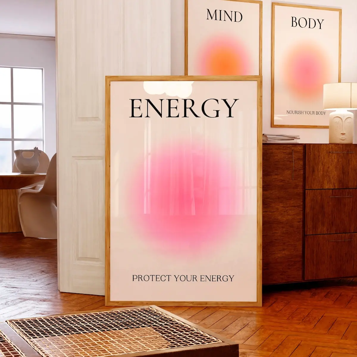 Protect Your Energy wall art Pink Aura poster Positive Energy Healing print Home Protection Spiritual wall art Aesthetic room decor UNFRAMED