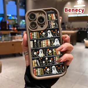 Ghostly Bookshelves Pattern TPU Phone Case for iPhone 17 Pro Max 16 Plus 15 14 13 12 11 Air E Shockproof Drop Protection Rugged Durable Silicone Cover Cellphone Protective Casing