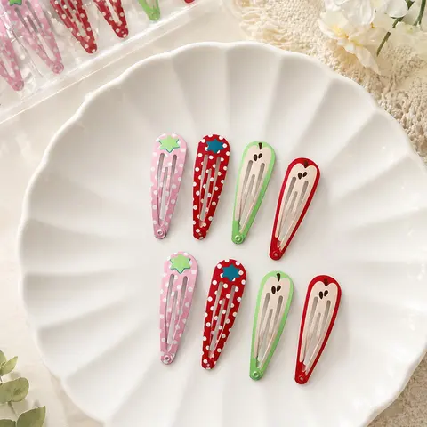 Strawberry & Apple Hair Clips 8Pcs Super Cute Clips 🍓🍏 Cute Aesthetic Y2K Snap Clips for Girls | Kawaii Hair Accessories Easy to Wear Playful Touch Trendy Hair Pieces Daily Styling Trending 2026 Hairclips