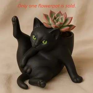 Whimsical Resin Cat Flower Pot Decoration, Imaginative Pet Design, Perfect for Living Room, Balcony, Desk, Ideal for Succulent Plants