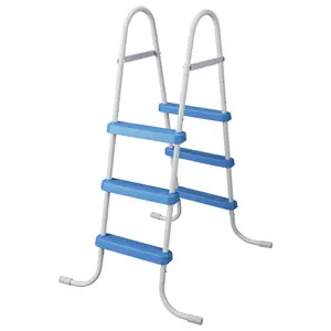 Above Ground Pool Ladder, 3-Step Steel A-Frame Swimming Pool Stairs for 42 in High Wall, 300 lbs Capacity Entry/Exit Steps with Secure Non-Slip Sturdy Wide Step, Easy Setup, White & Blue
