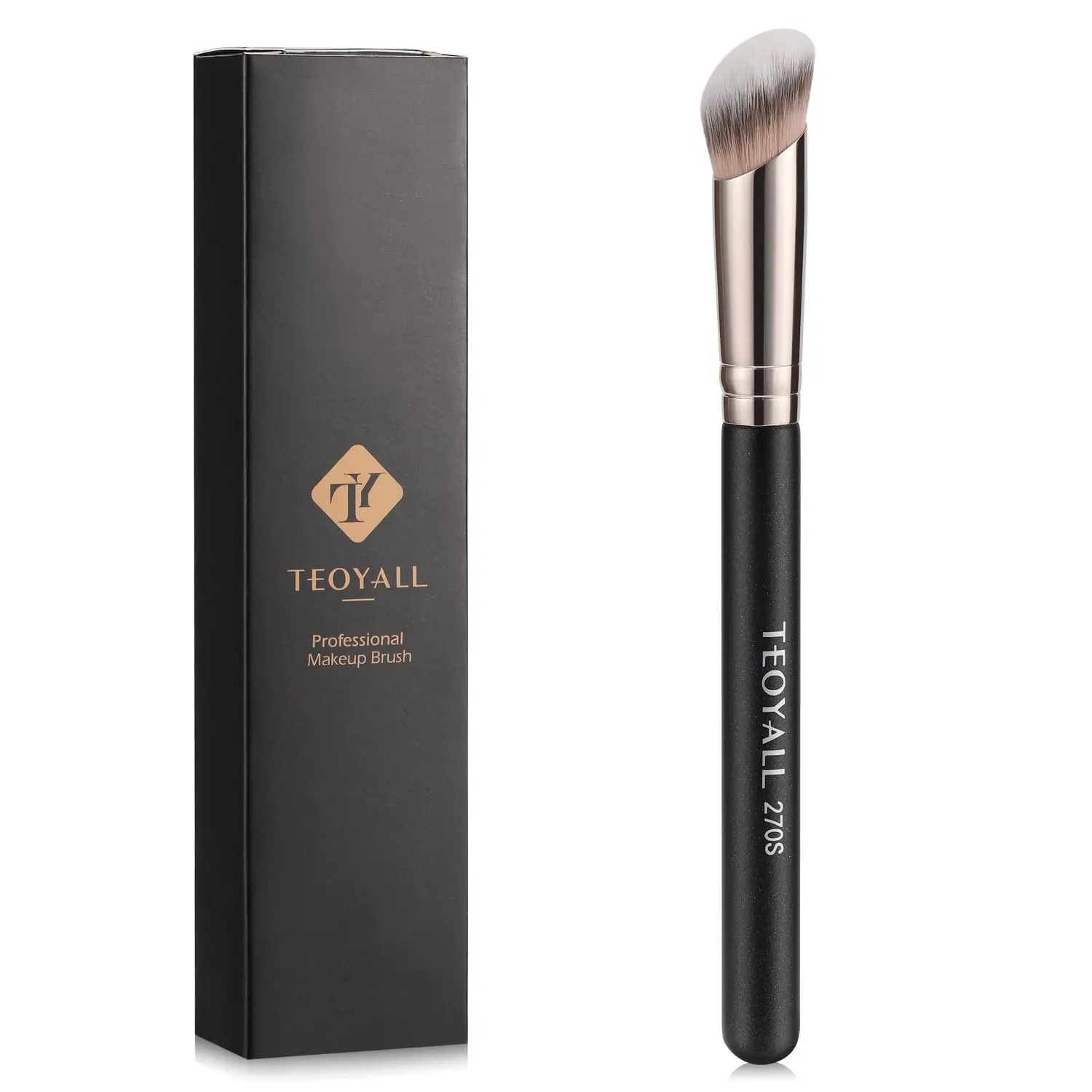 TEOYALL Under Eye Concealer Brush, Angled Contour Brush for Concealing Blending Setting, Buffing with Liquid, Cream & Powder Cosmetic (270S)