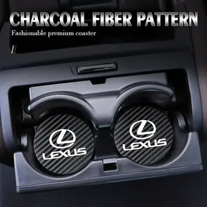 2pcs Car Coaster Carbon Water Cup Slot Non-Slip Pad Bottle Mat For Lexus GS IS LS500h ES260 ES300h RX350h NX260 UX260 LM LC RZ450e TX RC CT200h GX550 LX600 LX570 NX350 HS250