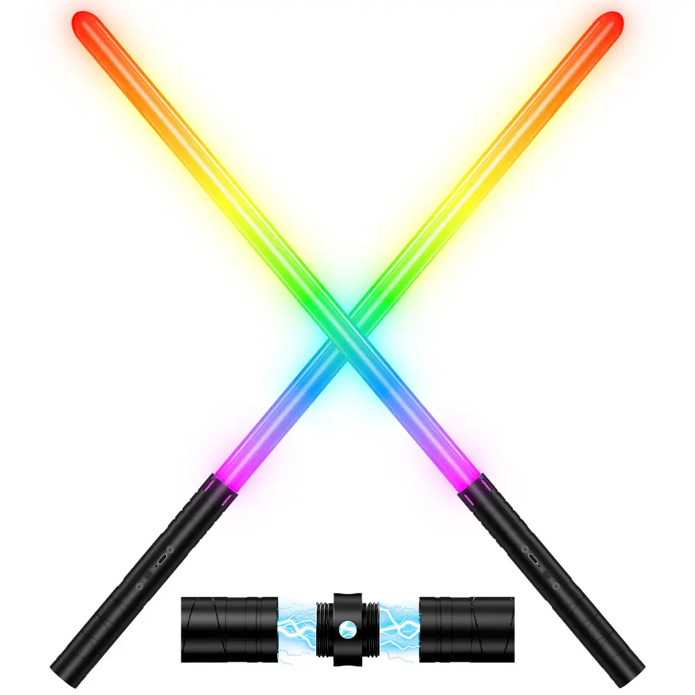 Retractable Lightsaber Neopixel Lightsaber Polycarbonate Lightsaber 1 Pack 15Colors 4 Modes RGB Detachable USB Charge Dueling Toy for Kids Adults Birthday Christmas Thanksgiving Gifts