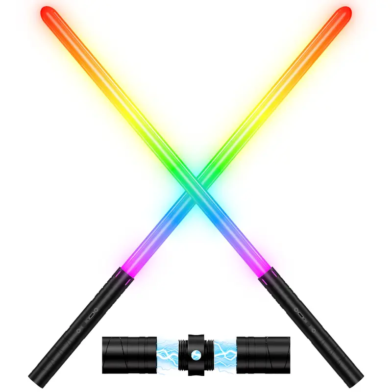 Neopixel Retractable LED Lightsaber - Unisex Polycarbonate Dueling Toy, 1 Pack, 15 Colors, 4 Modes RGB, Detachable, USB Rechargeable Lightsaber, Kids' Birthday & Christmas Gifts