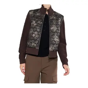Black Floral Woven Combo Bomber Jacket - Stylish and Elegant Design for Versatile Wear Casual Long Sleeve Comfort Womenswear Coats Day Dressy Feminine Piece Style Chic Comfortable Everyday Lightweight