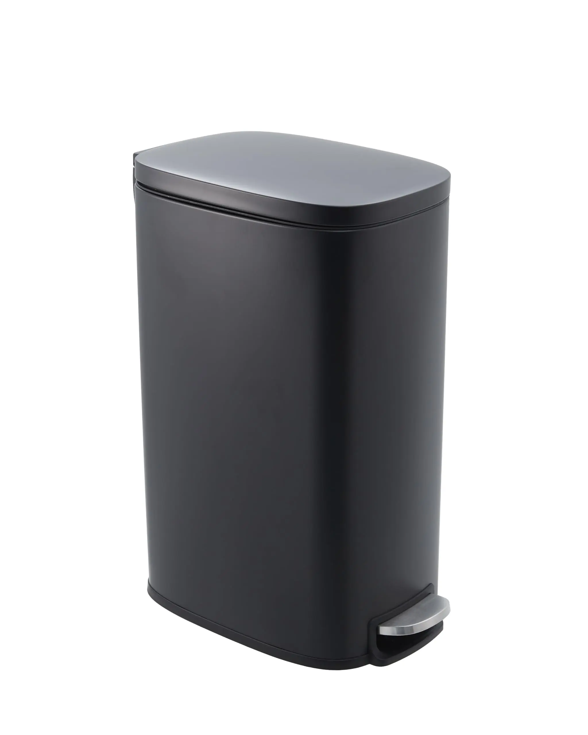 Garvee Slim Kitchen Garbage Can 13 Gal - Skinny Stainless Steel Bin with Removable Inner Bucket & Soft Close Lid, Narrow Design for Bathroom, Living Room, Office in Black