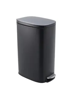 Garvee Slim Kitchen Garbage Can 13 Gal - Skinny Stainless Steel Bin with Removable Inner Bucket & Soft Close Lid, Narrow Design for Bathroom, Living Room, Office in Black