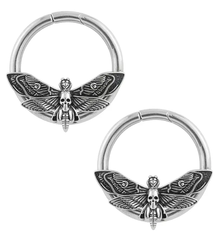 Death Moth Stainless Steel Hinged Ear Weights Death Moth Stainless Steel Hinged Ear Weights
