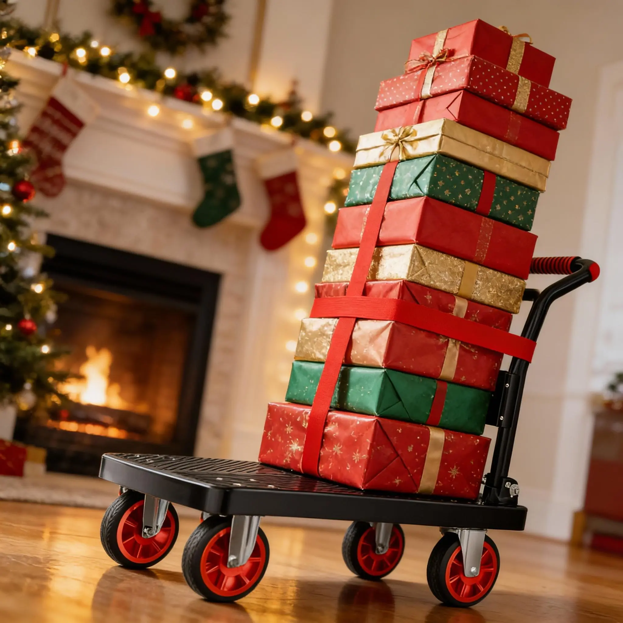 Folding Platform Cart, Heavy Duty Flatbed Dolly with Foldable Handle and TPR Wheels for Moving, Garage and Warehouse
