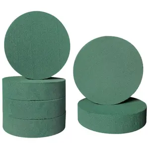 6 Pack Floral Foam Round Blocks for Flower Arrangements, Green Florist Flower Foam for Fresh & Artificial Flowers, 6" Wedding & Party Decor