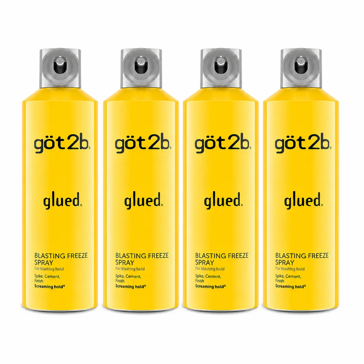 got2b Glued Blasting Freeze Hairspray 4 Pack, 12 oz Aerosol Hair Styling Spray, Rock-Hard Styles & Long-Lasting Hair Control