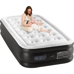 Twin Air Mattress - 18" Inflatable Blow Up Airbed with Built-in High Capacity Pump, Double Height, Non-Slip Bottom Design, Weight Capacity 660 lbs Air Bed for Home or Camping