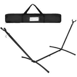 Answer E 450lbs Adjustable 9FT Double Steel Hammock Stand Frame 450lbs W/Carrying Bag, Black