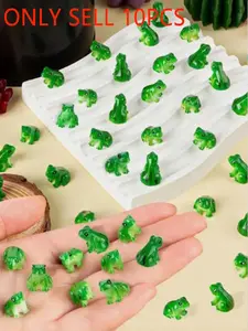 10pcs Cute Miniature Resin Frogs, Green Frog Figurines for Fairy Gardens and Terrariums, Great for DIY Moss Landscape Design and Home Decoration with Garden Frogs，Interesting Mediterranean Style Design