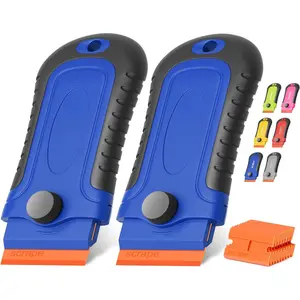 2 count Plastic Razor  Scraper with 10 count , Plastic Scraper Tool for Adhesive Remover, Scrapers for Cleaning Stickers, , Glass, Windows, , No  (Blue)