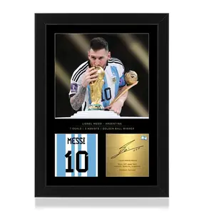 Lionel Messi Qatar 2022 World Cup Winner Framed Display Gift with Reproduced Digital Signature