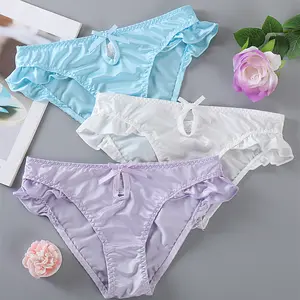 3 Pcs Cute Women Panties Bow Low Waist Lace Briefs Solid Underwear Breathable Female Seamless Underpants Lingerie
