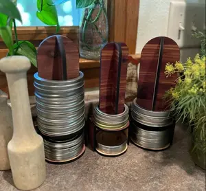 Wooden Mason Jar Lid and Ring Organizer: Rustic Canning Storage