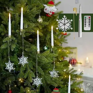 Christmas Tree Candle Lights with Remote Control, 12-Piece LED Flickering Flameless Candles, Battery Operated, Holiday Decorations