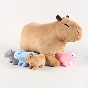 Capybara Plush Toy, 1 Set Cute Capybara Cuddly Stuffed Animal, Soft & Comfy Plush Toy, Birthday & Holiday Gift for Boys & Girls