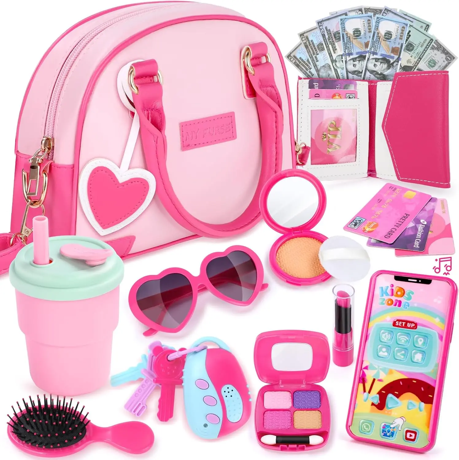 Halloween Fall Gift Little Girls Purse, Kids Toy Purse with Pretend Makeup, Play Purse for Little Girls, Pretend Play Girls Purse, Birthday Christmas Princess Gifts Toys