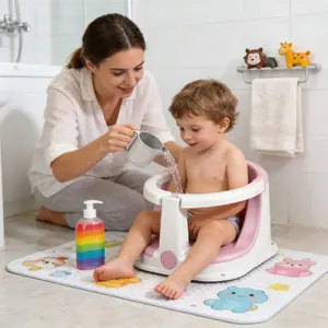 Full Enclosure Baby Bath Seat, Toddler Bathtub Sitting Chair, Non-Slip Infant Bath Stool, Baby Bath Support Seat, Child Bathtub Sitting Frame, Must-Have for Baby Bath Spaces