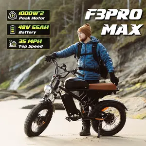 Freego F3PRO MAX Electric Bike for Adults, Dual Motor & Dual Battery, 2000W/48V/55Ah, 20"x4.0" Fat Tires Off Road Electric Bicycle with Removable Battery, 34MPH&68/103 Miles Long Range E Bike UL Certified