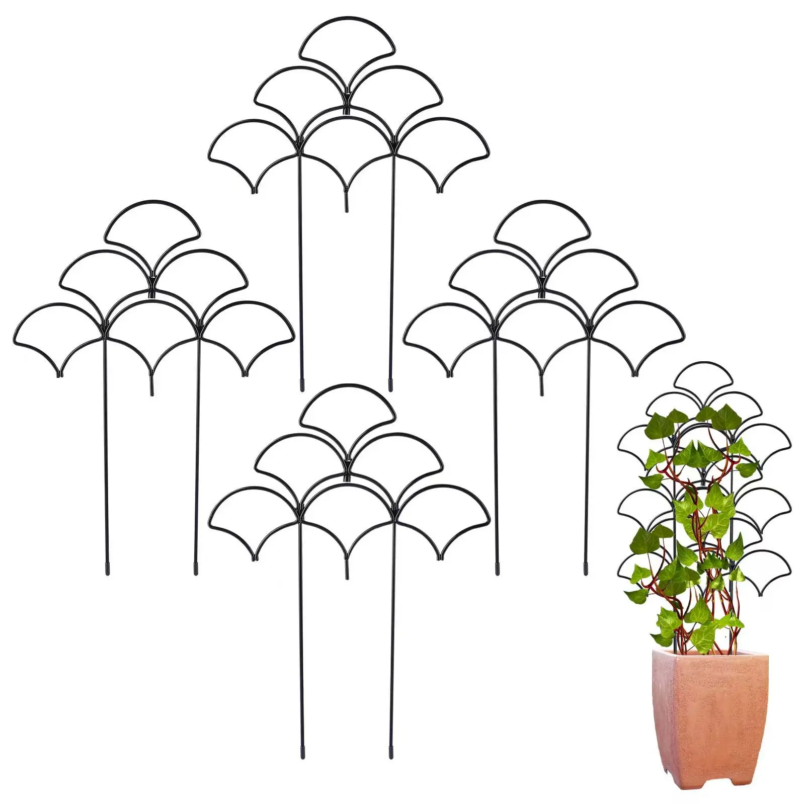 Stackable Metal Trellis for Climbing Plants Outdoor & Indoor - 4 Pack Garden Trellis for Potted Plants, Rust-Resistant Plant Support Stakes for Vines, Vegetables, Flowers - Sturdy Plant Trellis