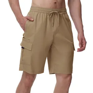 GOPUNE Men's Cargo Shorts Casual Work Cotton Drawstring Elastic Waist Stretch Summer Short for Men with 5 Pockets