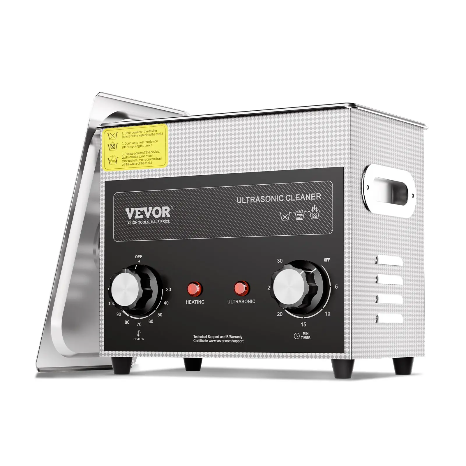 VEVOR 3L 40kHz 120W Ultrasonic Cleaner, 304 Stainless Steel Professional Digital Sonic Cavitation Machine with Heater, Timer, Basket, Drainage Design, Advanced Transducer Tech, Portable Handle, 1.5m Cord for Everyday Cleaning of Watches, Instruments, Freq