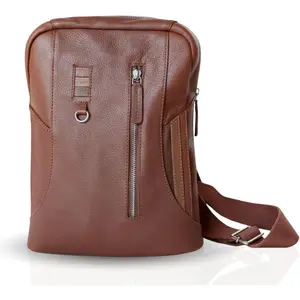Full Grain Leather Backpack - Minimalist Slim 16L Laptop Backpack for Professionals, Water-Resistant Leather, ed for 13" Devices, Lightweight Executive Daypack -  Brown