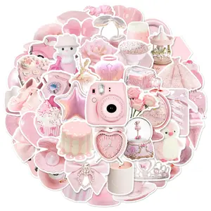 50PCS Simple Cute Pink Sweety Girl Style Graffiti Stickers for Bicycle Hand Account Pencil Case Decals LanLanStickersWorld DIY Sticker